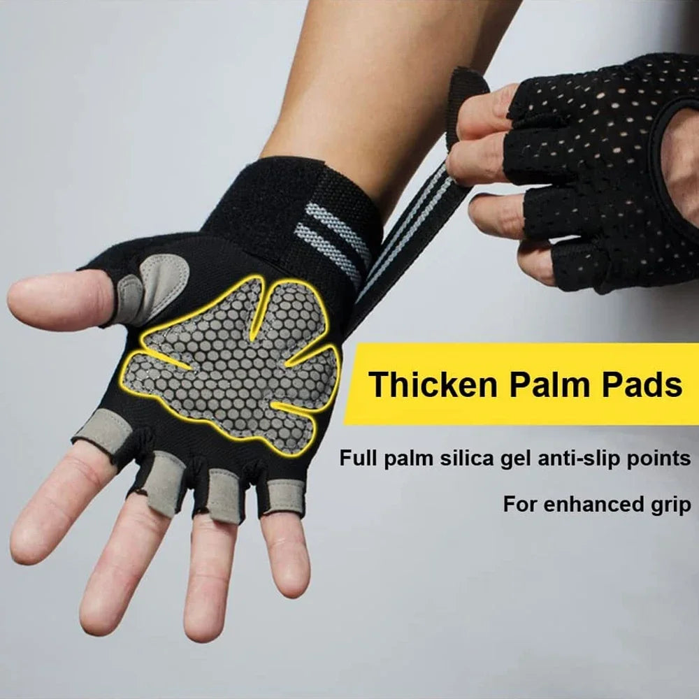 1Pair Half Finger Gloves with Wrist Wrap